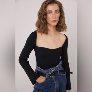 source unknown sweetheart neckline ribbed knit